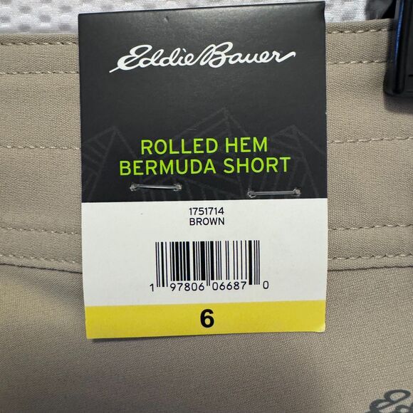 Eddie Bauer Womens Size 6 Brown Shorts Roll Hem Bermuda Lightweight Adjustable - Picture 9 of 11